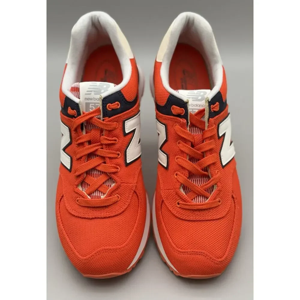 New Balance 574 Shoes Mens Orange White Low Top Running Sneakers Lifestyle 9.5